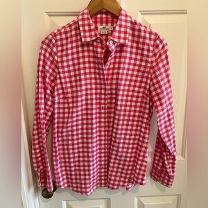 Vineyard Vines Pink and White Check Button-Up Shirt Blouse, Size 4